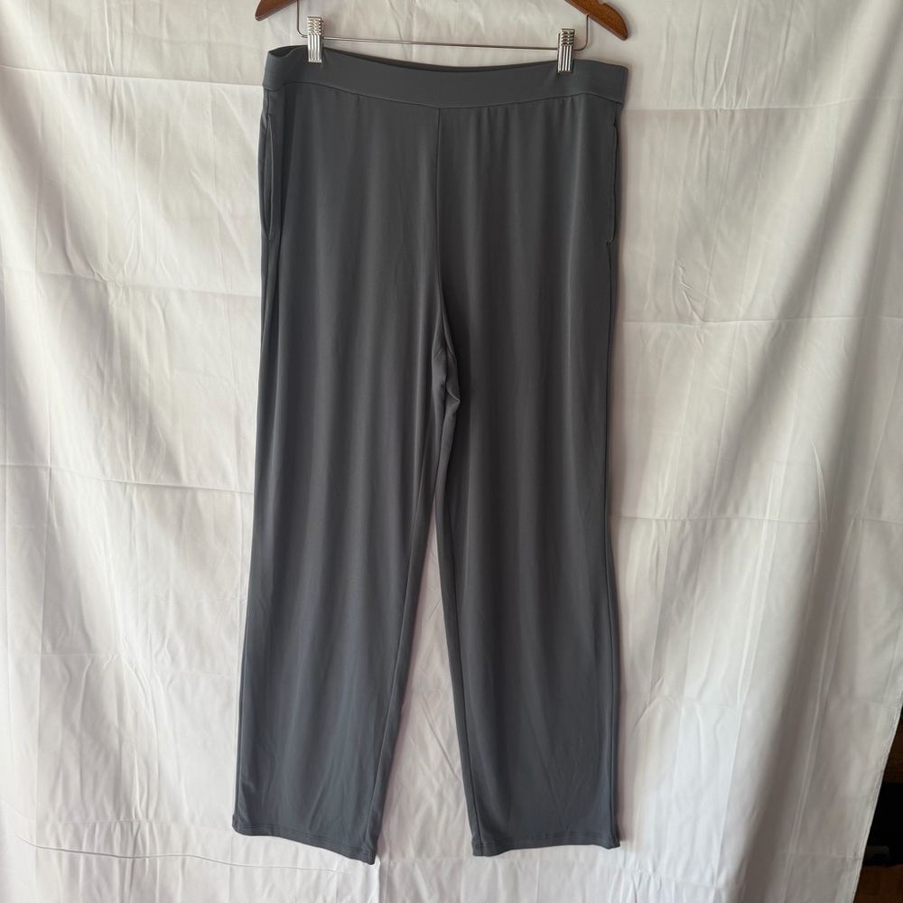 Susan Graver Modern Essentials Women Large Pewter Gray Liquid Knit Pull On Pants